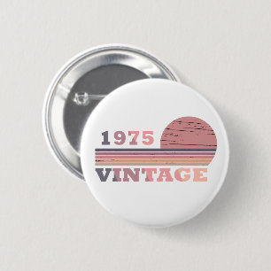 geboren 1975 Vintager Geburtstag pink und lila Button