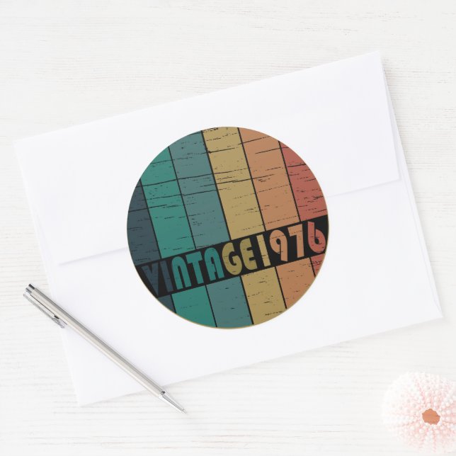 Geboren 1976 Vintager Geburtstag Runder Aufkleber (Umschlag)