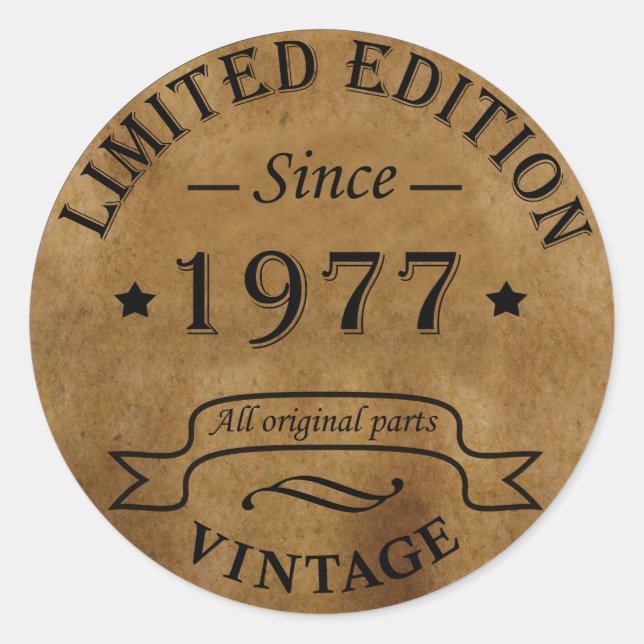 Geboren 1977 Vintager Geburtstag Runder Aufkleber (Vorderseite)