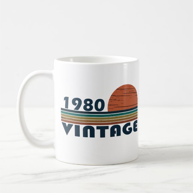 Geboren 1980 Vintage Geburtstagsgeschenke Kaffeetasse (Links)