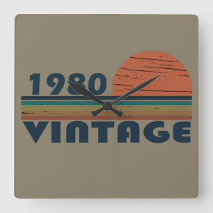 Geboren 1980 Vintage Geburtstagsgeschenke Quadratische Wanduhr