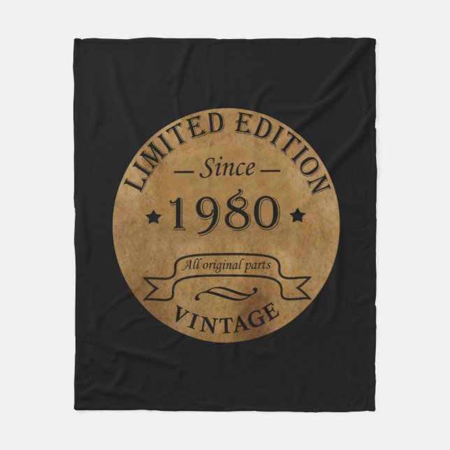 Geboren 1980 Vintager Geburtstag Fleecedecke (Vorderseite)