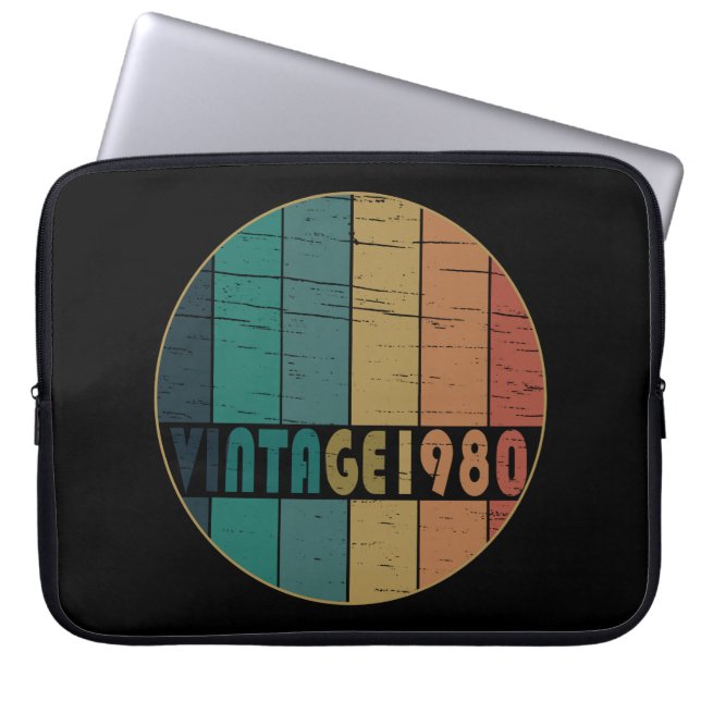 Geboren 1980 Vintager Geburtstag Laptopschutzhülle (Vorderseite)