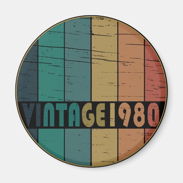Geboren 1980 Vintager Geburtstag Magnet (Vorne)