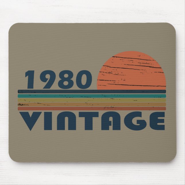 Geboren 1980 Vintager Geburtstag Mousepad (Vorne)