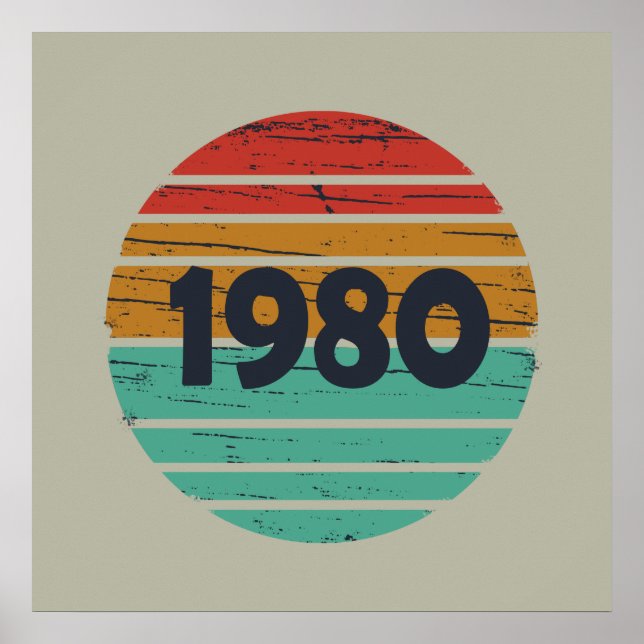 Geboren 1980 Vintager Klassiker Poster (Vorne)