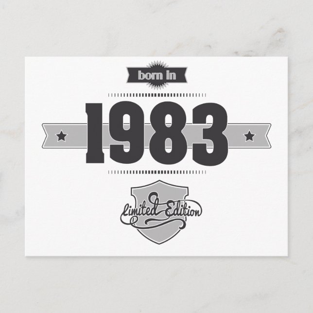 Geboren 1983 (Dunkel- und Hellgrau) Postkarte (Vorderseite)