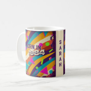 Geboren 1984 Persönliche Umarmung - 80er Neon Geom Kaffeetasse
