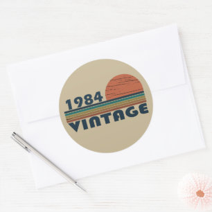 Geboren 1984 Vintage Geburtstagsgeschenk Runder Aufkleber