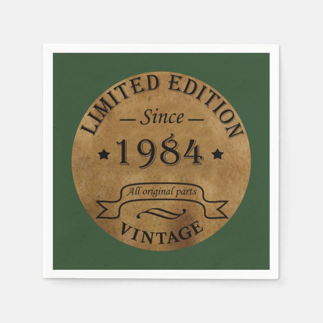 Geboren 1984 Vintager Geburtstag Serviette (Vorderseite)