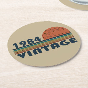 geboren 1984 Vintages Geburtstagsgeschenk Runder Pappuntersetzer