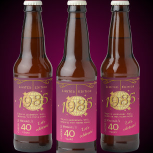 Geboren 1985 40. Geburtstag Party rosa Bieretikett Bierflaschenetikett