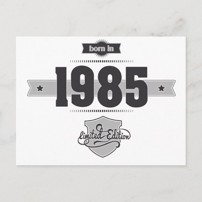 Geboren 1985 (Dunkelgrau & Hellgrau) Postkarte (Vorderseite)