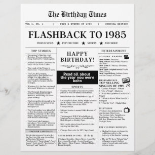Geboren 1985 Mock-Zeitung schwarz und weiß