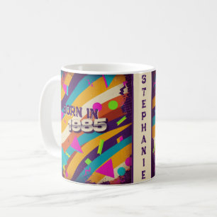 Geboren 1985 Personalisierte Mug - 80er Neon Geome Kaffeetasse