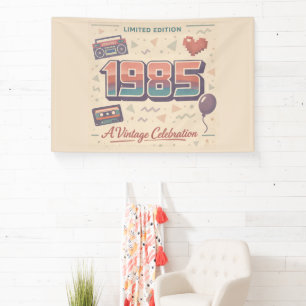 Geboren 1985 Vintage-Banner-Flachkarte Retro Banner