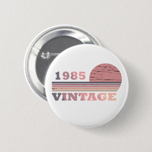 geboren 1985 Vintager Geburtstag pink und lila Button