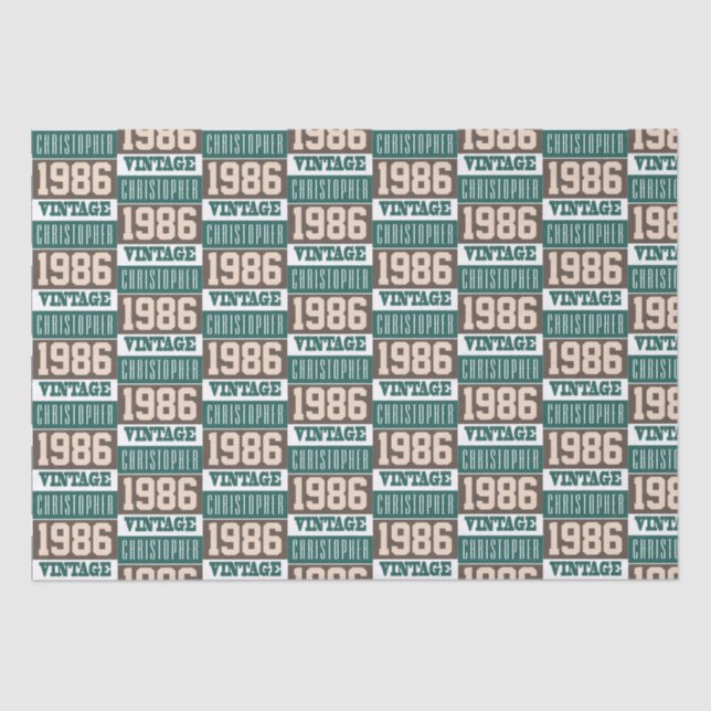 Geboren 1986 mit Christlichem Namen Seidenpapier (Vorderseite)