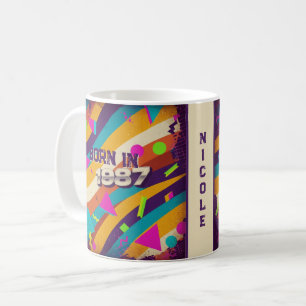 Geboren 1987 Personalisierte Mug - 80er Neon Geome Kaffeetasse