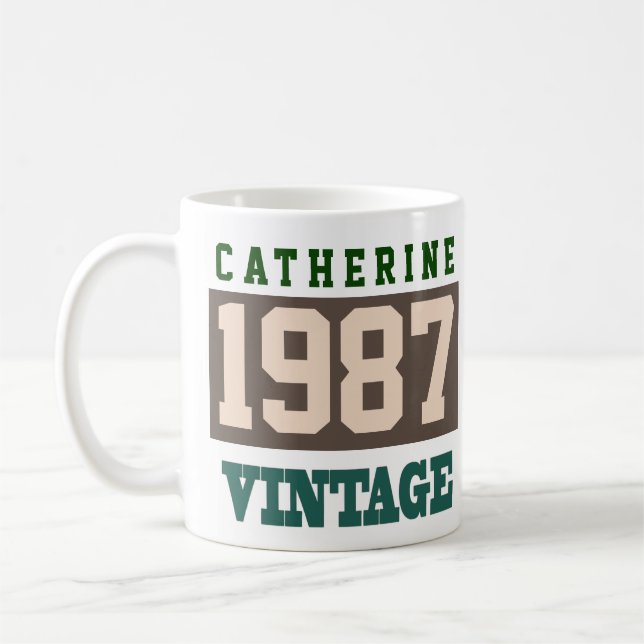 Geboren 1987, Personalisiertes Jahr der Geburt Kaffeetasse (Links)