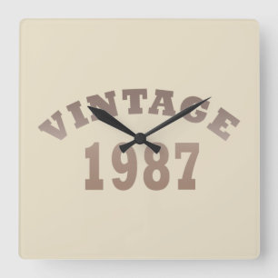 geboren 1987 Vintager Geburtstag Quadratische Wanduhr