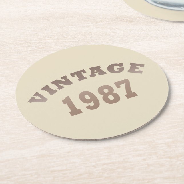 geboren 1987 Vintager Geburtstag Runder Pappuntersetzer (Angewinkelt)