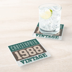 Geboren 1988, Personalisiertes Geschenk Glasuntersetzer