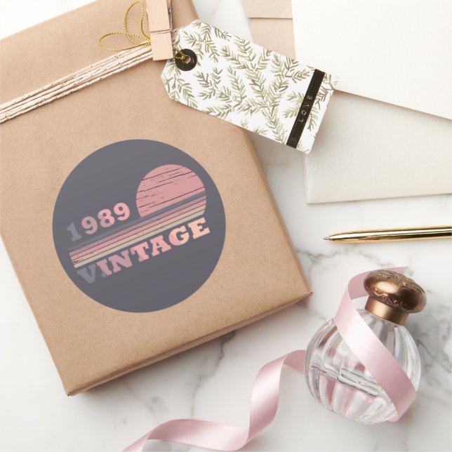 geboren 1989 Vintager Geburtstag Runder Aufkleber (Schenken)
