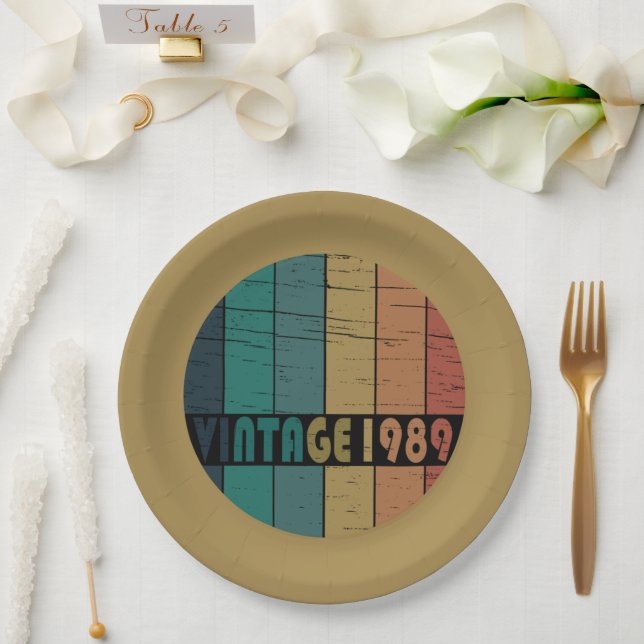 Geboren 1989 Vintages Geburtstagsgeschenk Pappteller (Hochzeit)
