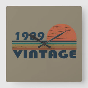 Geboren 1989 Vintages Geburtstagsgeschenk Quadratische Wanduhr