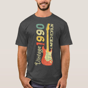 Geboren 1990-Akustikgitarre Bass Gitarre Bi T-Shirt