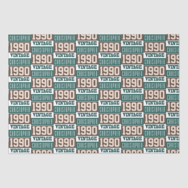 Geboren 1990 mit Christlichem Namen Seidenpapier (Vorderseite)