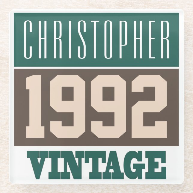 Geboren 1992 mit Christlichem Namen Glasuntersetzer (Vorderseite)