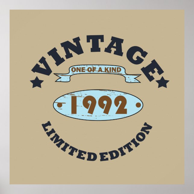 geboren 1992 Vintage Geburtstagsgeschenke Poster (Vorne)