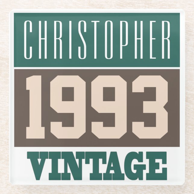 Geboren 1993 mit Christlichem Namen Glasuntersetzer (Vorderseite)