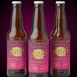 Geboren 1995 30. Geburtstag Party rosa Bieretikett Bierflaschenetikett