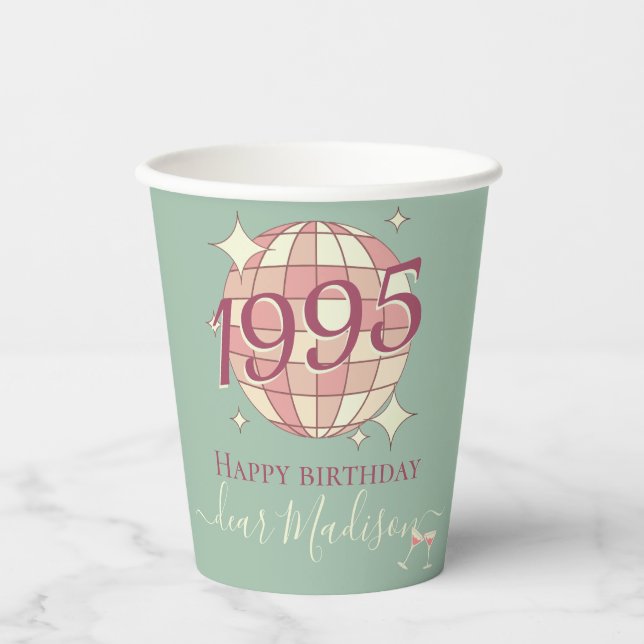 Geboren 1995 Retro-Party-Dekor Pappbecher (Vorderseite)