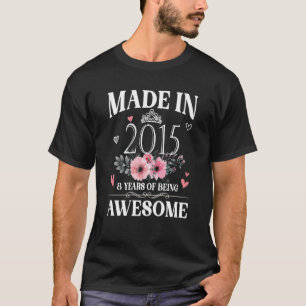 Geboren 2015 Floral 8 Jahre alt 8. Geburtstag Frau T-Shirt