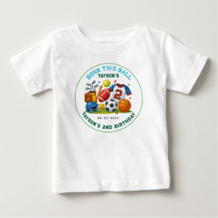 Geboren 2 Ball Sport Thema Jungen 2. Geburtstagsfe Baby T-shirt