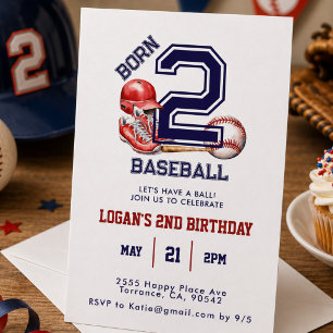 Geboren 2 Baseball 2. Geburtstag des Sports Them Einladung