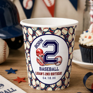 Geboren 2 Baseball 2. Geburtstag des Sports Them Pappbecher