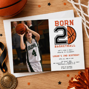 Geboren 2 Basketball 2. Geburtstags-Foto Einladung
