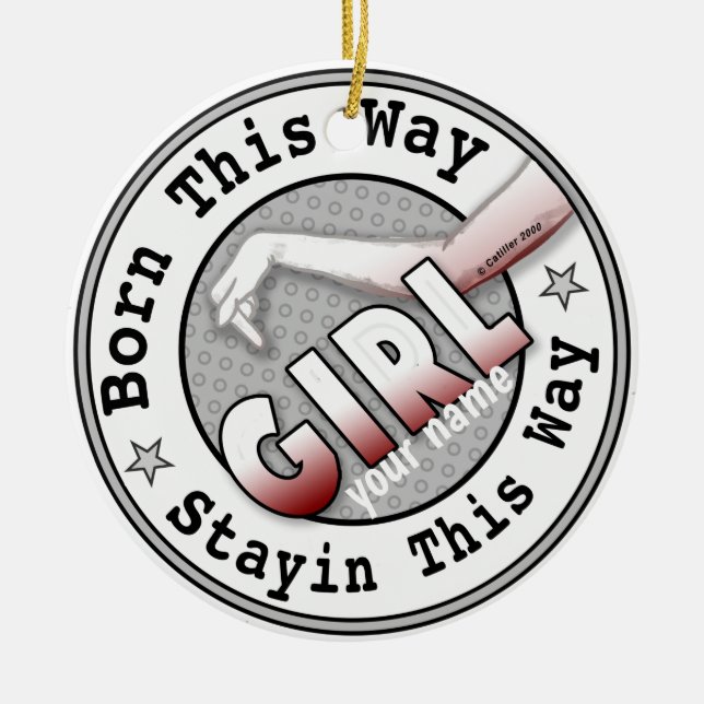 Geboren-A-Mädchen Keramik Ornament (Vorne)
