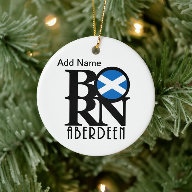 GEBOREN Aberdeen Scotland individuell anpassbar Keramik Ornament (Baum)