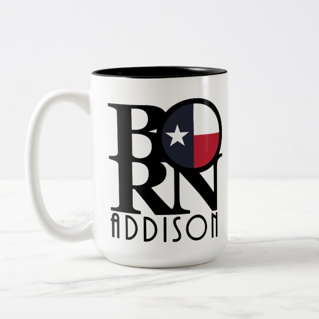 GEBOREN Addison Texas 15oz Zweifarbige Tasse (Links)