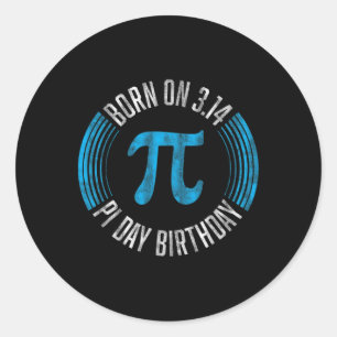 Geboren am 14.14. März am 14. Geburtstag Runder Aufkleber