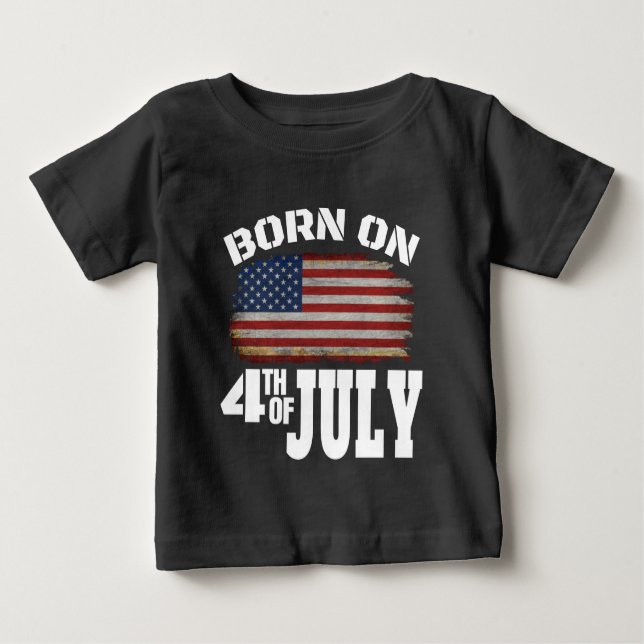 GEBOREN AM 4. JULI BABY T-SHIRT (Vorderseite)