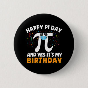 Geboren am Pi Day Geburtstag Shirt Jungs Happy Bir Button