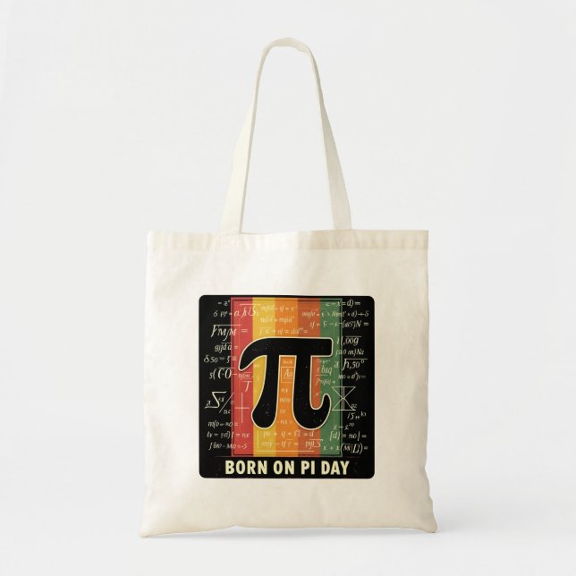 Geboren am Pi Day Retro Math Tragetasche (Vorne)