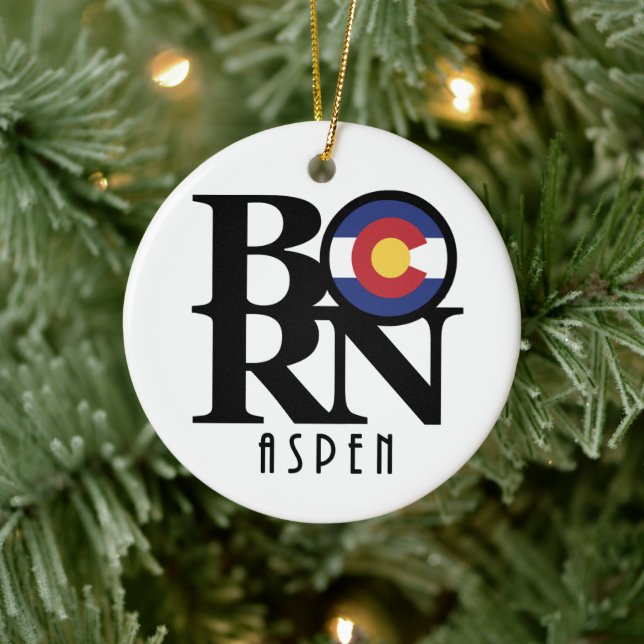 GEBOREN Aspen Colorado Keramik Ornament (Baum)